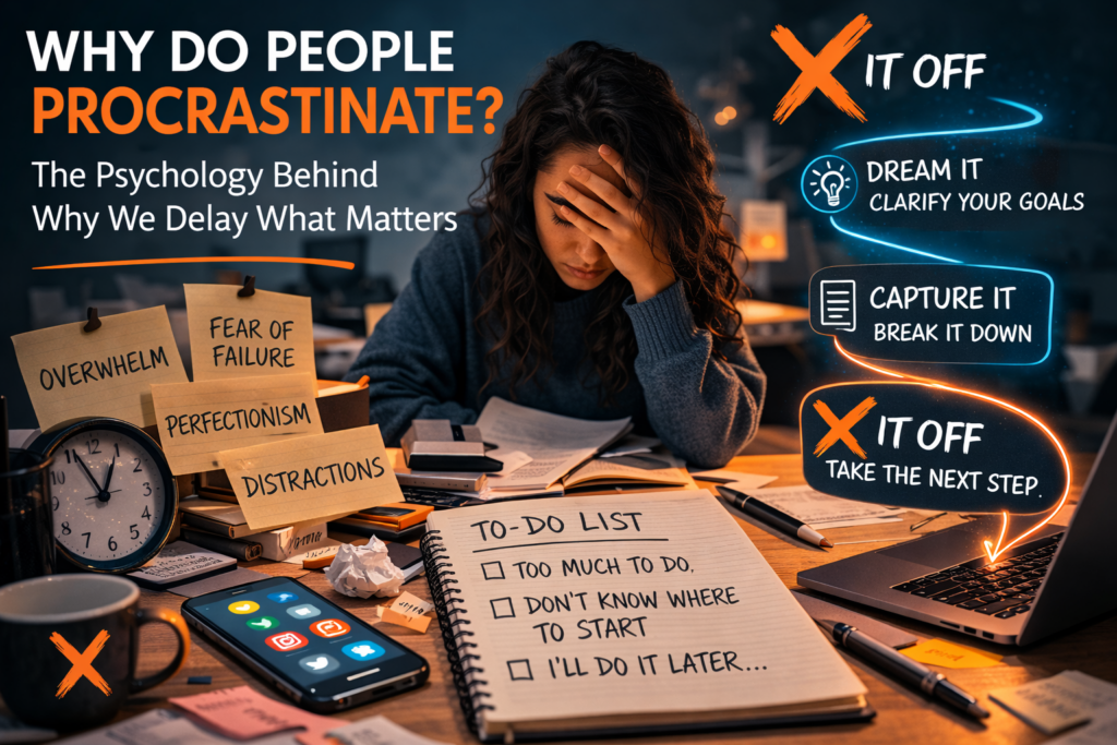 why do people procrastinate illustration showing task overwhelm and mental friction